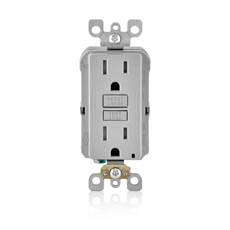 LEVITON Gfci Outlet Duplex Ltgry GFTR1-0LG